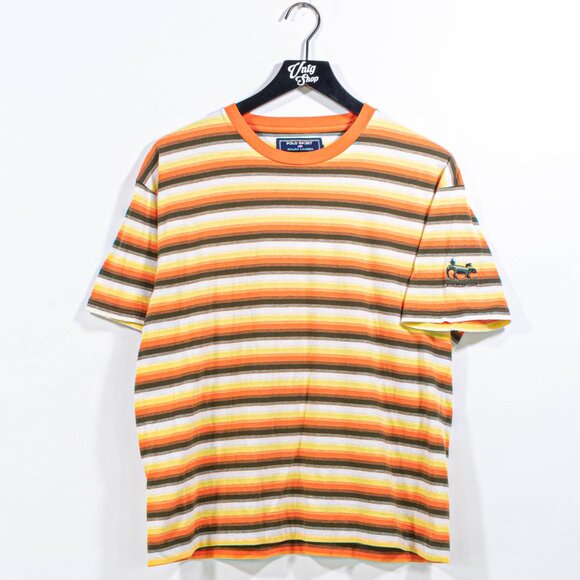 Polo Sport Ralph Lauren Lizard Striped T-Shirt Large Boxy VTG Surf Skate - Picture 1 of 6